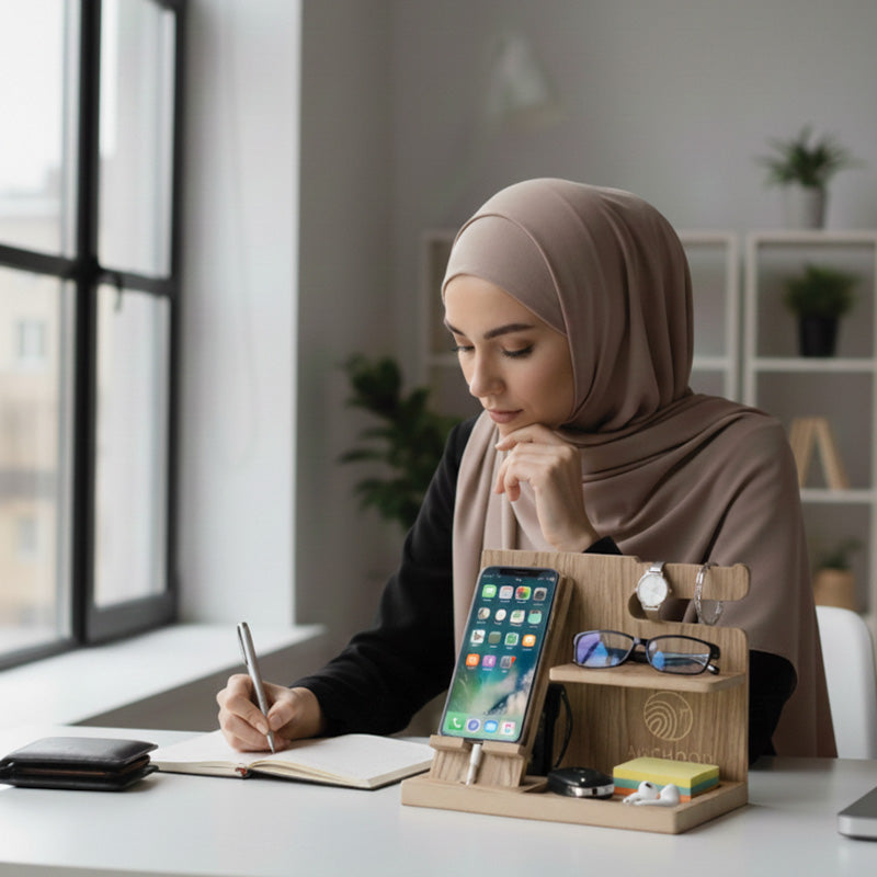 حامل الهاتف ومنظم الاكسسوارات